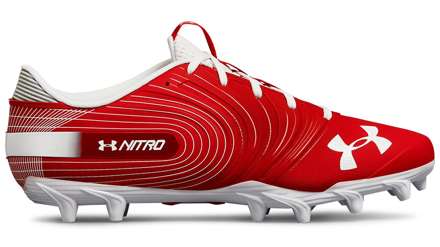red and white under armour football cleats