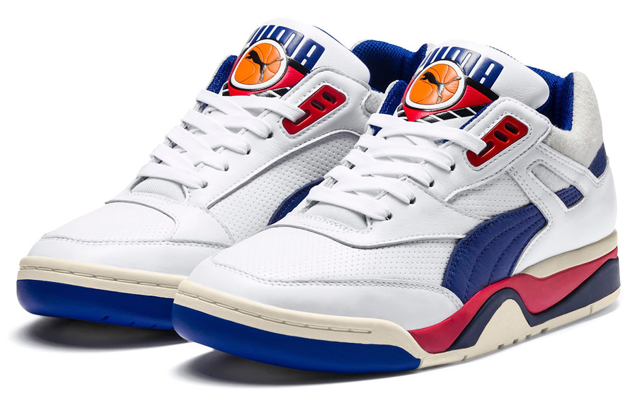 Basketball Shoes Leather White Blue Red 